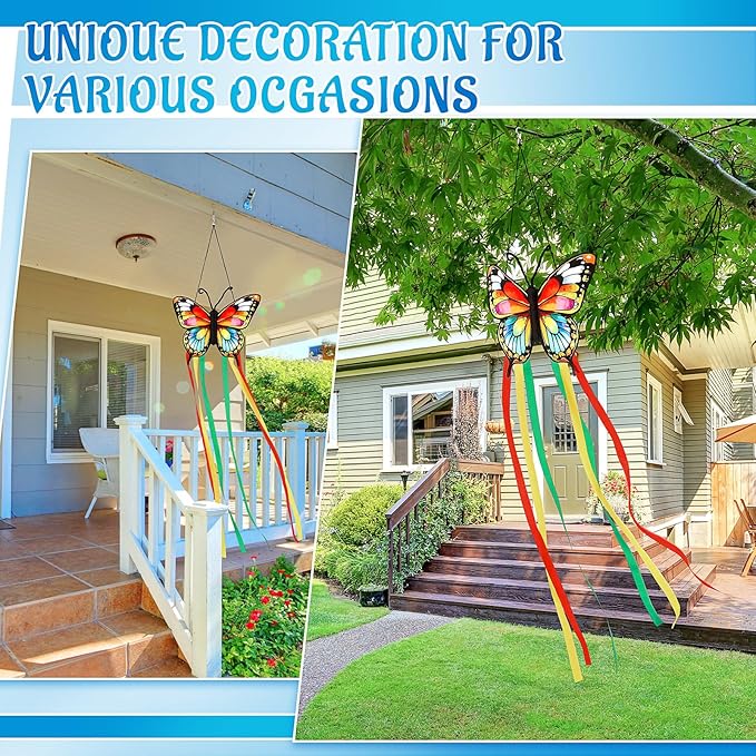 Soulchen Butterfly Windsock for Outside Heavy Duty Wind Socks Spring Summer Durable Outdoor Hanging Flag Wind Decoration for Yard Garden Patio Boat Home Decoration