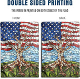 Patriotic American Garden Flag Stained Glass Tree Life Yard Flags for Outside 12x18 Double Sided Small 250 Anniversary USA 4th of July Independence Memorial Day Decor