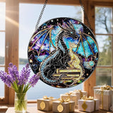 Stained Glass Window Hanging, 8 Inch Dragon Stained Glass Suncatcher, Sun Catchers Indoor Window, Suncatchers for Windows Hanging, Book Lover Christmas Ornament, Perfect for Bookworms