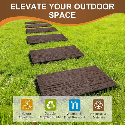 Sekcen 3 Pack Rubber Stepping Stones Outdoor Walkway Garden Recycled Paving Stones Pavers for Walkways