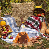 DECOHS 2 Pcs/Set Scarecrow Porch Goose Outfits, Fall Thanksgiving Lawn Goose Statue Scarecrow Costume, Garden Goose Scarecrows Clothes Hat for 23" Statue Autumn Halloween Outdoor Patio Yard Decoration