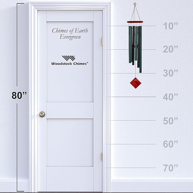 Woodstock Chimes Pluto Wind Chime for Outside 37" Evergreen Medium Tone Sound for Outdoor Garden, Patio, Porch Decor Gifts, Encore Collection, DCE37