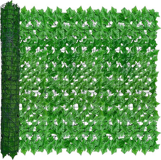 ODTORY Artificial Ivy Privacy Fence Wall Screen: 48X120 in UV-Anti Faux Greenery Backdrop Ivy Vine Leaf Hedges Fence Panels for Patio, Balcony, Garden, Backyard Indoor Outdoor Light Green Decor