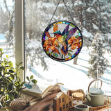 Hummingbird Flower Stained Glass Window Hanging Suncatchers, Hummingbird Bird Sun Catchers Indoor Window Glass Wall Art Decor, Bird Floral Wall Hanging Decorations Sculptures, 7.9x7.9in