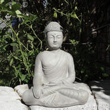 Vintage Master Buddha: Solid Durable Stone Statue with Aged Texture. Perfect Home Design & Sealed for Outdoor Use. Handcrafted USA. (Antique/Gray)