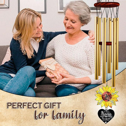 Personalized Grandma Sunflower Wind Chimes for Outside, Custom Crystal Suncatcher Ornament You are My Sunshine, Mother's Day Birthday Gift for Women, Mom, Outdoor Chimes Hanging, Nana Garden Décor