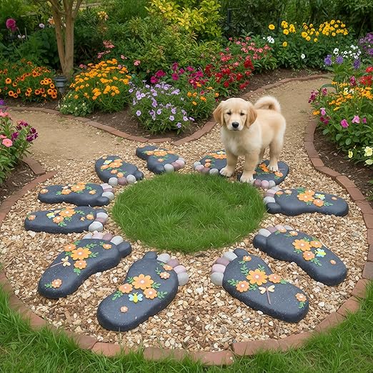 Stepping Stones Garden Decorative Stones for Patio, Deck, Garden or Sidewalk Home Decor Footprint Shaped Stepping Stones Set of 2 （Dark Grey）