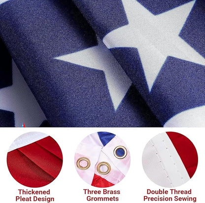 6 x 3 Ft 4th of July Decorations Big American Pleated Fan Flag, 3 Pcs Patriotic Decorations American Flag Bunting, Red White and Blue Half Fan Banner Bunting Flags Outdoor Indoor for Memorial Day Decor
