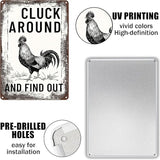 Funny Chicken Signs-Vintage Metal Chicken Signs for Coop Funny Outdoor,Cluck Around and Find Out Tin Sign for Home Farm Chicken Coop Farmhouse Kicthen Garden Decor 8 X 12 Inch
