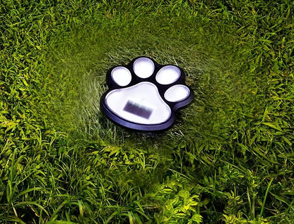 Wireless Set of 4 Solar Dog Paw Print Lights Garden Statue Lantern LED Path 3.75" Light Outdoor Animal Pet Lamp