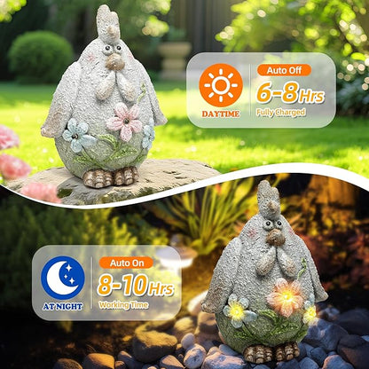 Leekung Solar Chicken Garden Statue with LED Lights for Outdoor Decoration,Chicken Statue Sculpture Yard Decorations, Outdoor Animal Figurine Gifts for Garden Patio Lawn Backyard Farmhouse