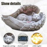 Solar Cat Garden Statue Decor for Outside, Cat Lover Gifts with Wings and 7 LED Lights for Outdoor,Sol Garden and Patio Decor for Yard, Unique Birthday House Warming Gifts for Mom