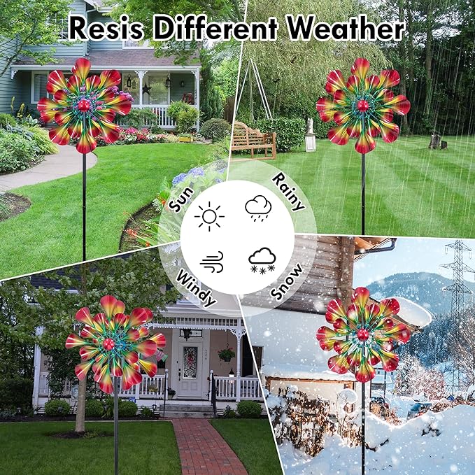 360° Outdoor Wind Spinner 75" Height Large Two-Way Wind Sculpture with Metal Shake for Patio, Lawn, Garden & Yard Decor