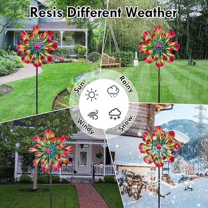 360° Outdoor Wind Spinner 75" Height Large Two-Way Wind Sculpture with Metal Shake for Patio, Lawn, Garden & Yard Decor
