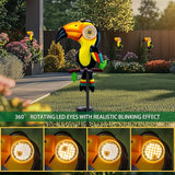 Metal Yard Decor Toucan Statue Decorative Solar Lights Outdoor Garden Whimsical Decor for Patio Lawn Jungle Balcony
