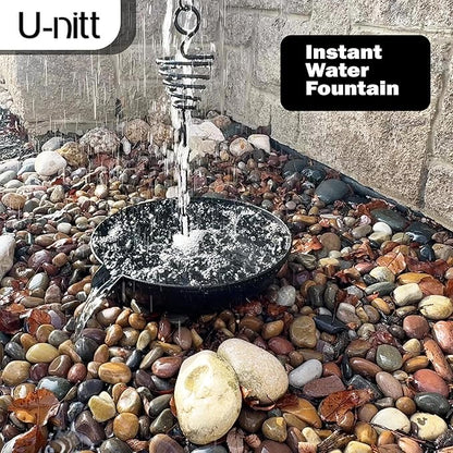 U-nitt 12" Spill Bowl Downspout Catch Basin for Rain Chain Anchoring & Stake | Rainwater Collection for Roof |Gutter Catch Basin | Good for Water Fountain & Birdbath | Black | Handles Heavy Rain