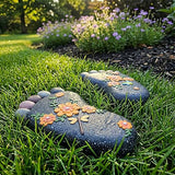 Stepping Stones Garden Decorative Stones for Patio, Deck, Garden or Sidewalk Home Decor Footprint Shaped Stepping Stones Set of 2 （Dark Grey）
