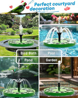 2.5W Solar Bird Bath Fountain – Upgraded Solar Pond Fountain with 6 Nozzles,Solar Fountain for Bird Bath, Pond, Garden Decor (Green)