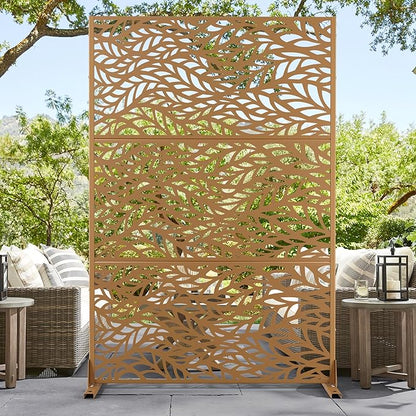 72" H47" W Metal Outdoor Privacy Screen - Freestanding, Decorative Fence (3 Panels)