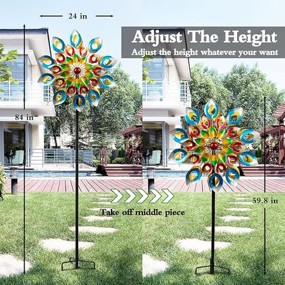 Pure Echo Metal Wind Spinner, 84 inch Large Outdoor Wind Spinners for Yard and Garden, Colorful Decor, Gift for Family Friends