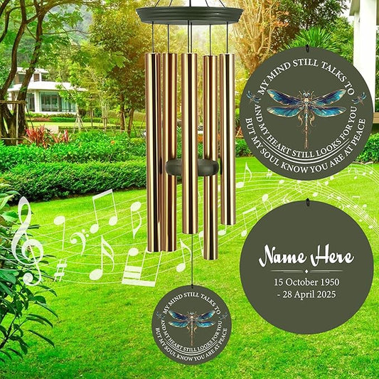 ASTARIN Personalized Wind Chimes, Memorial Wind Chimes, Dragonfly Custom Name Sympathy Gifts Windchime for Loss of Loved One, Condolences 30in/36in Wind Chime for Loss of Loved Ones(Produced in USA)