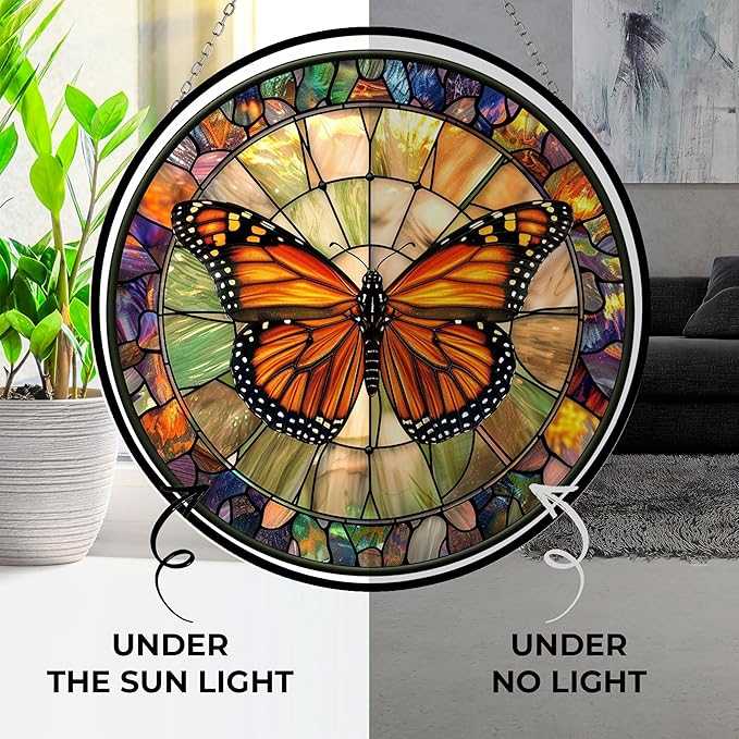 Monarch Butterfly Stained Glass Suncatcher Stained Glass Window Hanging Home Decor Garden Halloween Christmas Party Wedding Housewarming Gifts