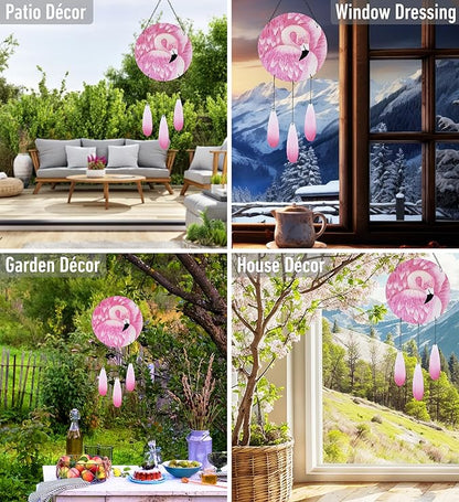 CoTa Global Tropical Flamingo Wind Chime - Handmade Glass Chime – Tropical Hanging Decor - Colorful Home Decor Gift, Indoor and Outdoor Hanging Decoration for Porch, Patio, Garden – 28.5 Inches