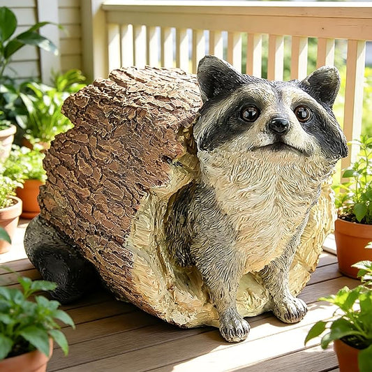 Teaeeno Garden Raccoon Decor Outdoor Animal Statue,Raccoon Decoration Large Lawn Ornament,Garden Animal Rustic Decor,Outdoor Decor Yard Lawn Home Decoration Yard Art,Outdoor Raccoons Gifts