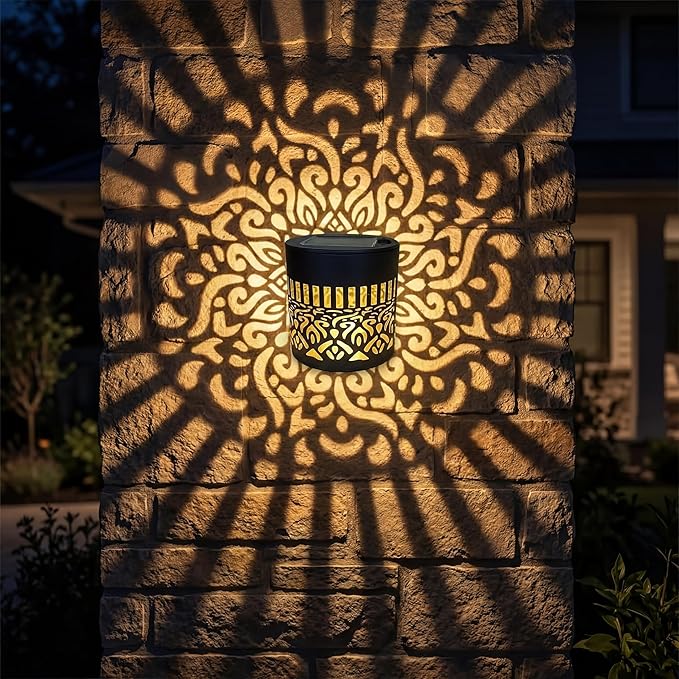 Decorative Solar Mandala Lights, Metal Outdoor Step Wall Lights, Waterproof Solar Powered Mandala Fence Lights for Garden Patio Yard Decor,Eco-Friendly & Easy Install (1)