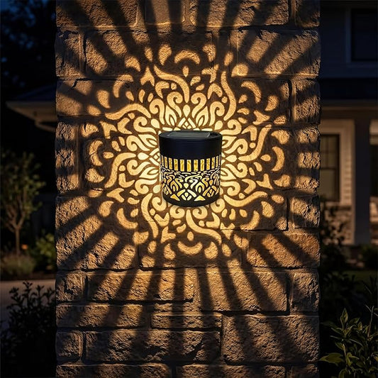 Decorative Solar Mandala Lights, Metal Outdoor Step Wall Lights, Waterproof Solar Powered Mandala Fence Lights for Garden Patio Yard Decor,Eco-Friendly & Easy Install (1)