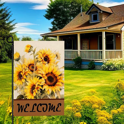 Summer Sunflower Garden Flag for Outside 12x18 Inch Double Sided Welcome Farmhouse Outdoor Vertical Seasonal Yard Flags Floral Holiday Party Yard Outdoor Decoration
