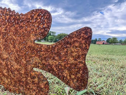 Metal Bass Stake Fish Sculpture Garden Yard Marker Rusty Rustic Decor