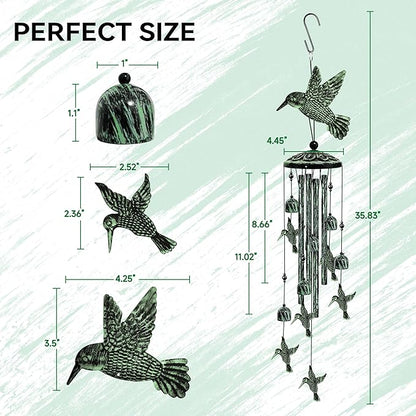 Hummingbird Wind Chimes for Outside, Decorative Wind Chimes Hummingbird Gifts for Women/Men, Memorial/Birthday Gifts, Garden Decor for Outside, Patio or Yard, Durable Chimes for Outdoors