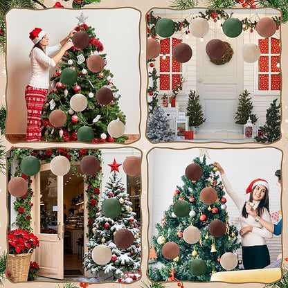 8 PCS 8 Inch Large Christmas Inflatable Ball, Outdoor Hanging Ornament Velvet Xmas Balls with 4 Colors, Neutral Christmas Decoration Ball for Yard Lawns Porch Garden Front Door Holiday Decor