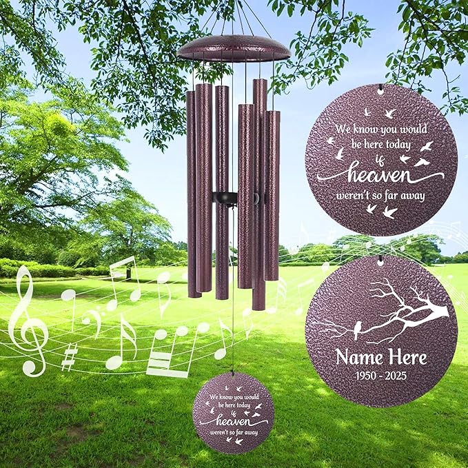 Memorial 32" Wind Chimes for Loss of Loved One, Personalized in Loving Memory of Wind Chimes, Memorial Gifts for Sympathy Best Bereavement Gifts Idea, Produced in USA