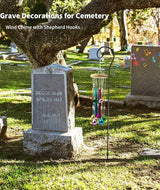 Cemetery Grave Wind Chime with Shepherds Hook, Headstones Windchime for Grave, Grave Decorations Memorials Sympathy Gifts for Loss of Loved Ones