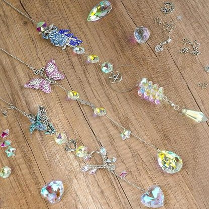 230Pcs Sun Catchers DIY Making Kit for Adults Arts and Crafts Diamond-Setting Butterfly Hummingbird Owl Crystal Suncatcher Hanging Prism Rainbow Maker for Window Garden Christmas Decor