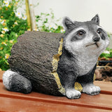 Garden 10.2" Raccoon Statue, Cute Outdoor Raccoon Decor, Resin Realistic Figurine, Animal Themed Garden Accent Art, Landscape Accent Gift Sculpture for Yard Patio Lawn Art