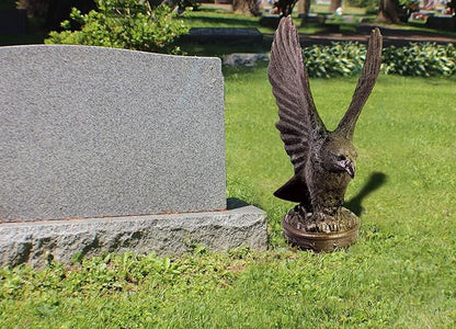 EMSCO Group Freedom Eagle Statue 32in Outdoor Garden Decor Sculpture, Natural Bronze Finish, Weather-Resistant Resin, Patriotic