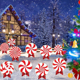 Glenmal 12 Pcs Christmas Outdoor Yard Signs Peppermint Corrugated Yard Decorations with Stakes and Bow Xmas Decorations Garden Sign Waterproof Cardboard Lawn Signs for Pathway Walkway (Peppermint)