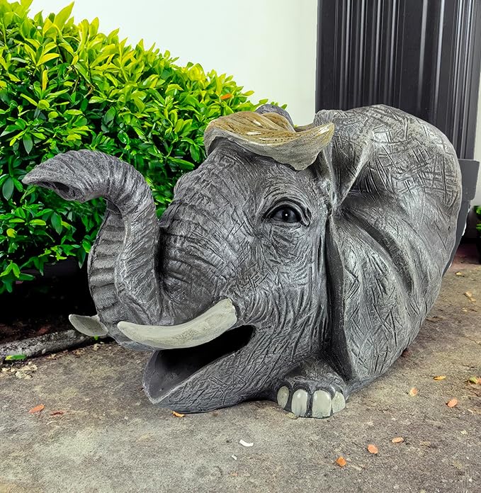 coolboy Elephant Sculpture Gutter Diverter Rain,Deco Gutter Extension Downspout, Eco-Friendly Resin Gutter Extender Diverter,Splash Block, Perfect Rain Gutter Downspout Extension for 3"x4" Downspouts
