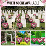 Frienda 2 Sets Cemetery Flowers Grave Stake Metal Floral Decor for Tombstone, Outdoor Gravesite Markers for Mom Dad, Memorial Day Spring Easter Grave Decor(Heart,Rose Red,White)