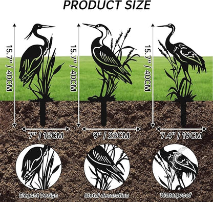 Cranes for Garden,Exquisite Metal Yard Decor Trio: Lifelike Heron Statues Outdoor for Patio & Lawn, Premium Metal Yard Art Gift Set