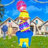 Easter Inflatables Outdoor Decorations 6FT Inflatable Stacked Eggs on Flowerpot Built-in LED Lights for Spring Holiday Party Indoor Outdoor Blow Up Decor for Garden Lawn Patio Decoration