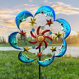 Moon Sun 58-Inch Metal Wind Spinner with Stake for Garden, Yard, Lawn and Patio Decor