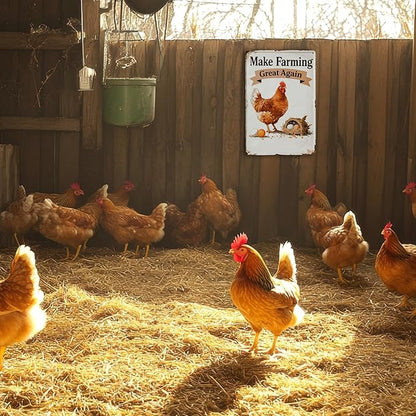 Funny Chicken Coop Signs and Accessories, Make Farming Great Again, Patriotic Farmhouse Metal Wall Art for Coop Farm Stand Chicken Farm Fresh Butt Nuggets Sign 8×12 Inch (white chicken coop)