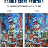 Stained Glass Snowman House Flags 28 x 40 Double Sided Merry Christmas Garden Flag Hello Winter Yard Flag Happy Holidays Flag for Outside Welcome New Year Outdoor Flag Large