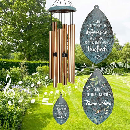 ASTARIN Personalized Retirement Wind Chimes for Women, Custom Retire Gifts for Friend Boss Colleagues Neighbors Grandfather Grandmother, Happy Retirement Going Away Ideas(Produced in USA)