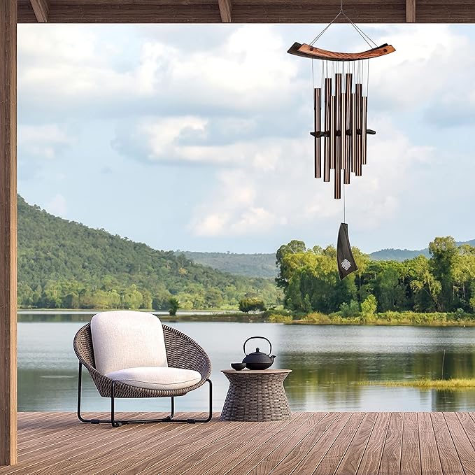 Woodstock Chimes Eastern Energy Healing Wind Chime for Outside 34" Medium Bronze, Harmonic Light Sound, Outdoor Decor for Patio, Porch, Garden HCBR