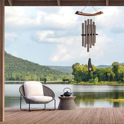 Woodstock Chimes Eastern Energy Healing Wind Chime for Outside 34" Medium Bronze, Harmonic Light Sound, Outdoor Decor for Patio, Porch, Garden HCBR